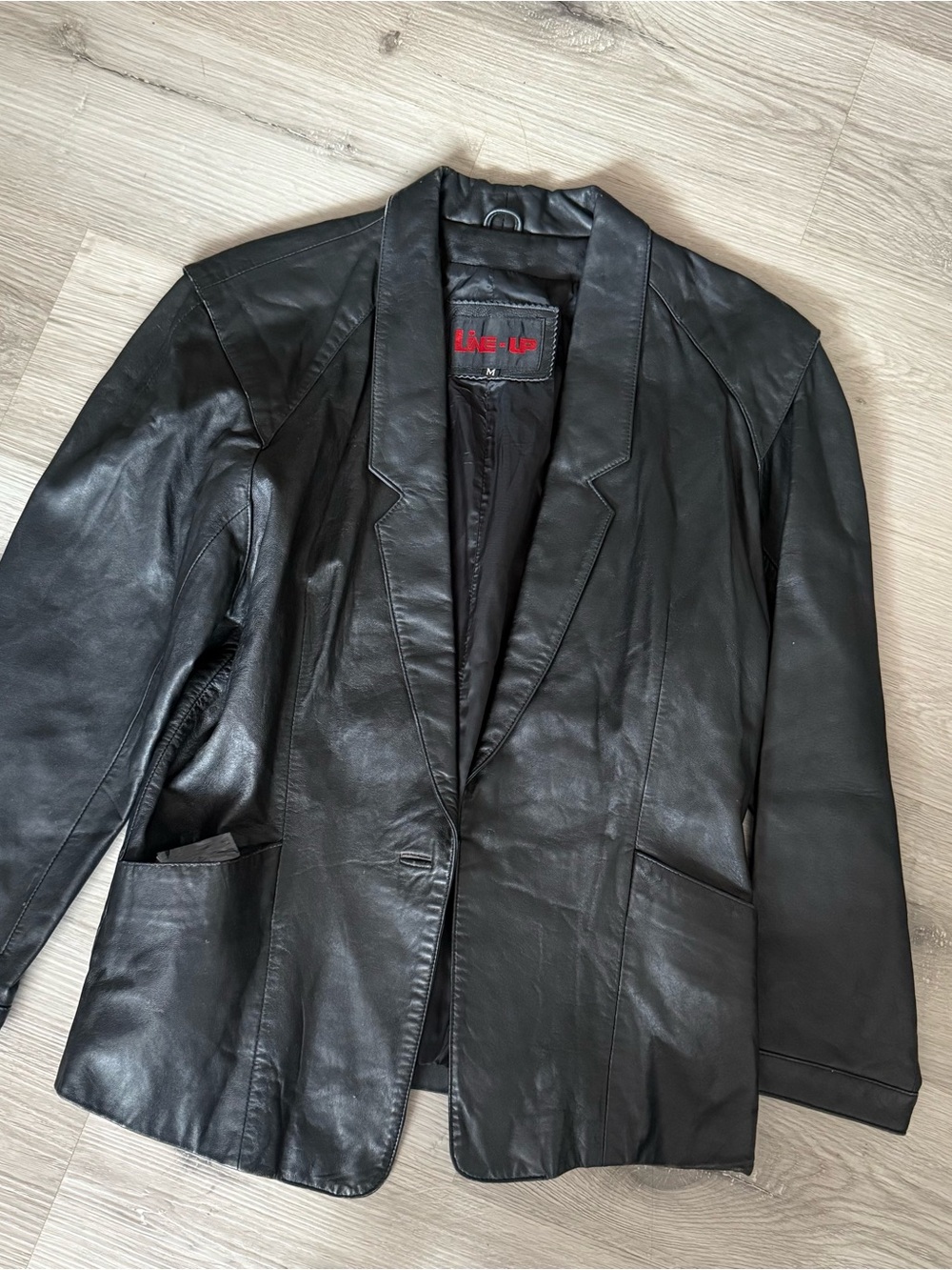 Line-Up Black Leather Blazer Jacket